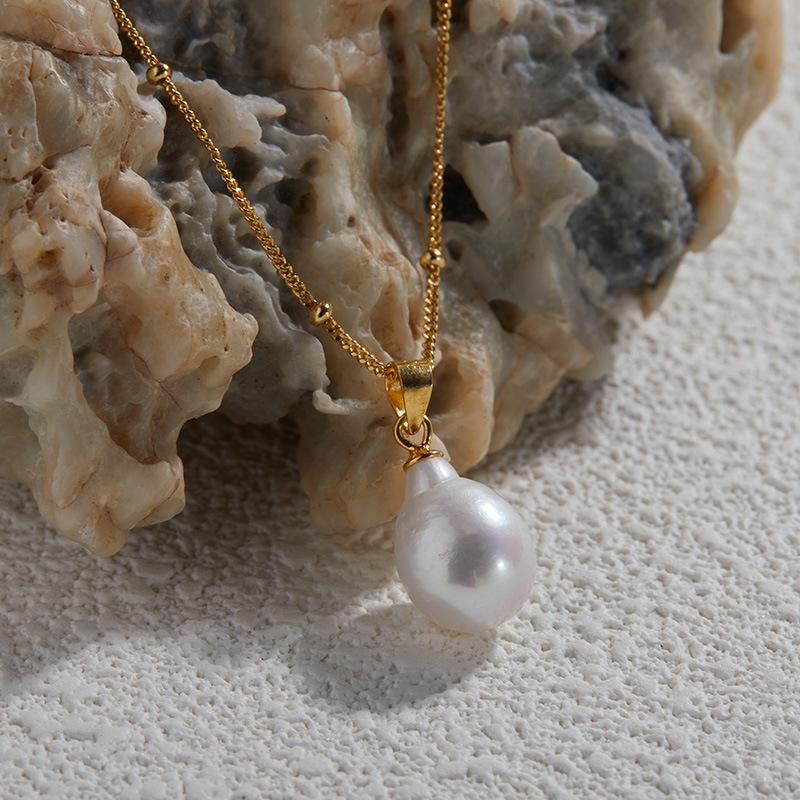 S925 Sterling Silver Natural Baroque Pearl Necklace Women'S Niche French Premium Clavicle Chain