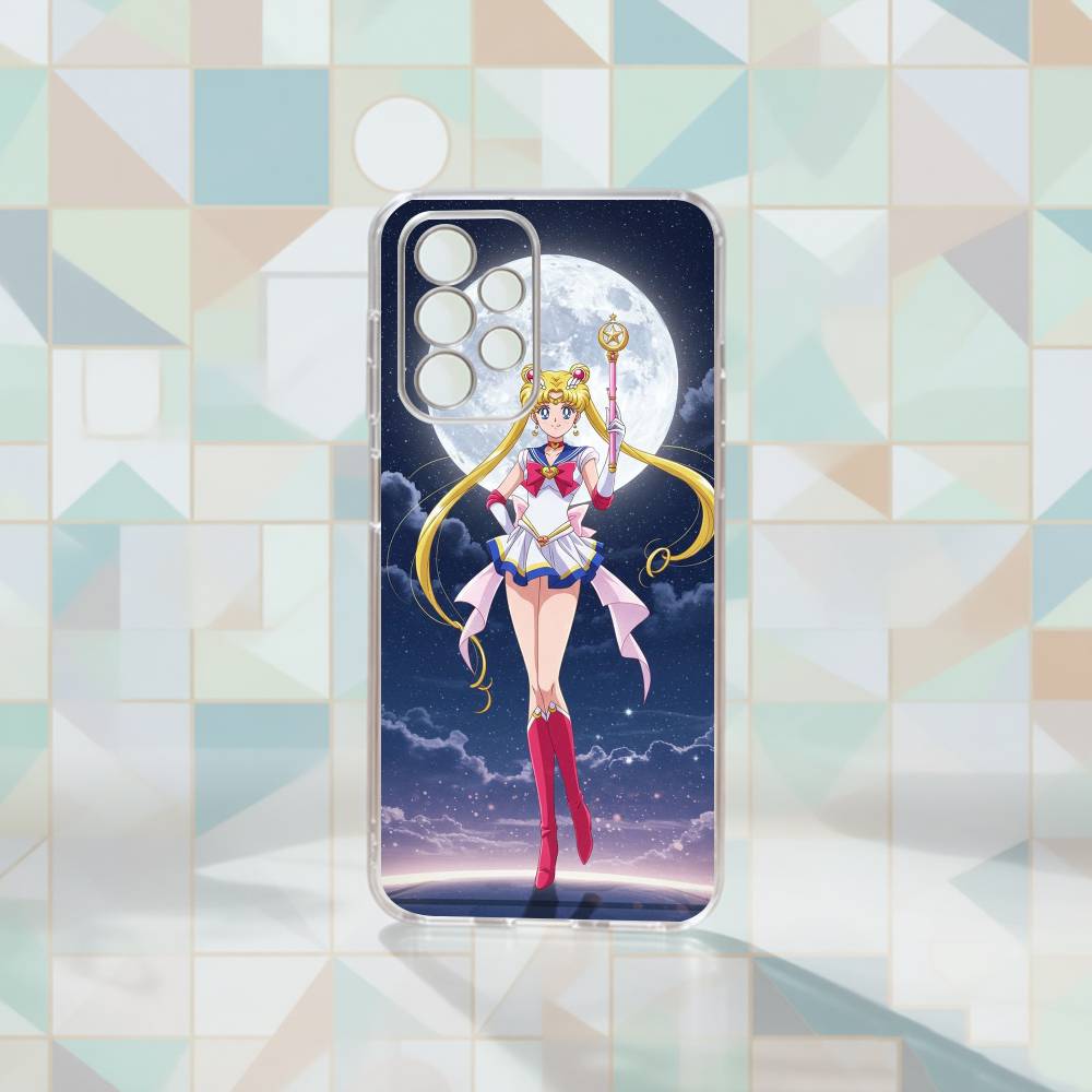 Cartoon S-Sailor M-Moons Phone Case Transparent Silicone Soft For Samsung S25,S24,S21,S22,S23,S30,Ultra,S20,Plus,Fe