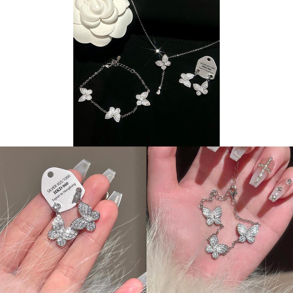 Butterfly Zircon Water Drop Pendant Necklace For Women Fashion Elegant