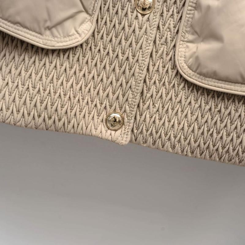 Women's Short Down Jacket - Lightweight White Duck Down Embossed Coat for Fall