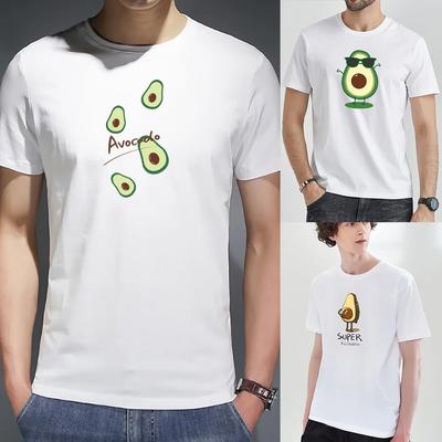Camiseta Top Verão Estampa Abacate Masculino Camisetas Brancas Gola Redonda Manga Curta Camiseta Casual Commuter Moda Confortável Streetwear
