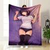 Anime Girl Print Blanket Bedroom Blanket for Livingroom Couch Lunch Break Soft Cozy Throw for Friend's Festival Gift