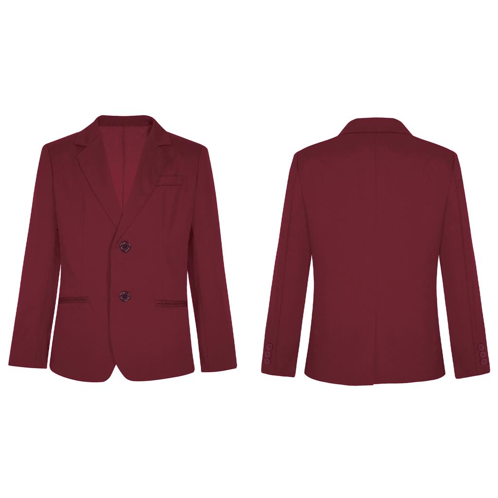 Kids Boys Blazer Formal Suit Long Sleeve Tuxedo Jacket with Pockets for Wedding Ring Bearer Outfit Outerwear