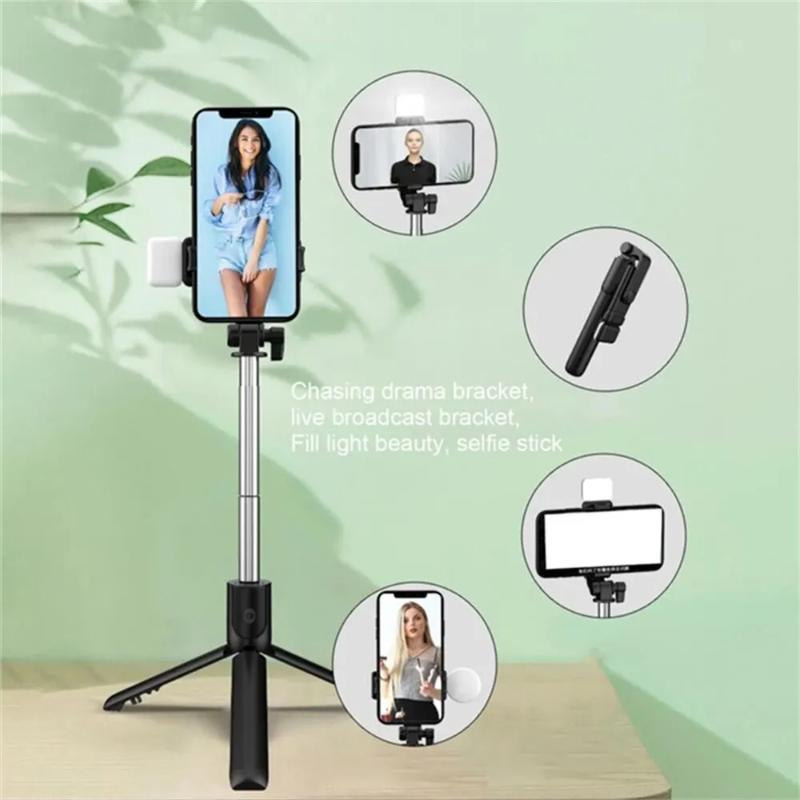 1 pz Nuovo supporto per telefono cellulare con selfie stick Bluetooth, retrattile, portatile, multifunzionale, mini treppiede con otturatore remoto wireless