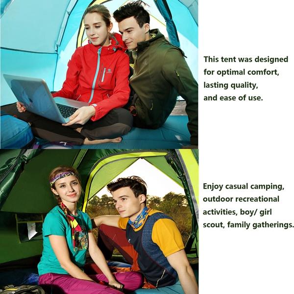 200 X 200 X 135cm 3-4 Person Dual Layer Waterproof Windbreak Portable Outdoor Equipment Camping Tent