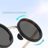 SHAUNA Full-folding Light-reducing Metal Punk ND9-level Adjustable Dimming Round Polarized Sunglasses UV400 With Case