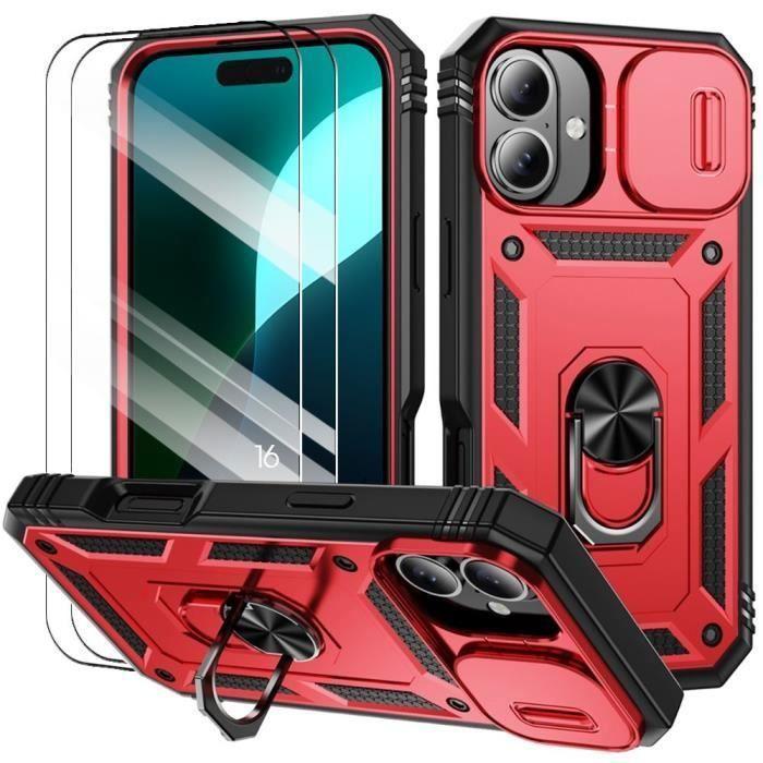 Coque de protection - booling - iphone 16 - antichoc - support rotatif - 2 verres trempés