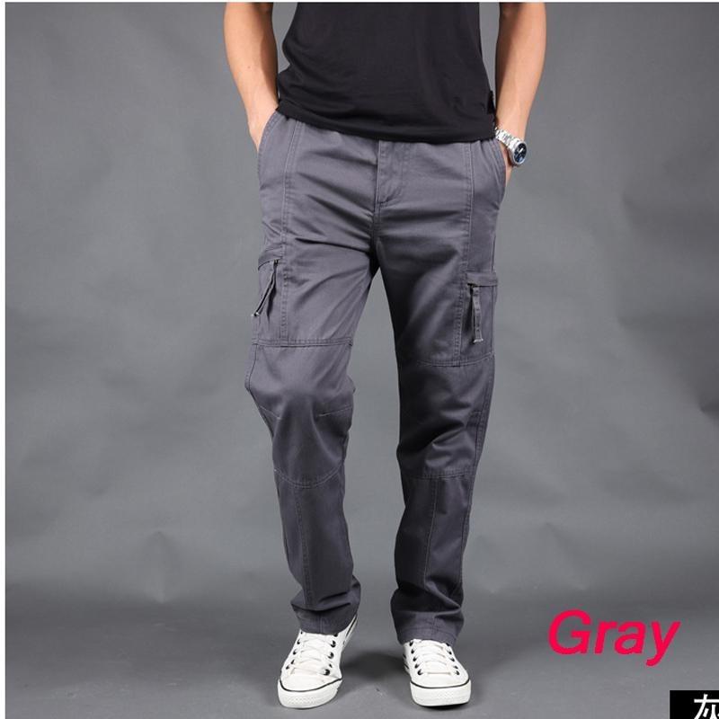Pantalons décontractés pour hommes, salopette en coton, pantalons d'extérieur droits multi-poches pour hommes