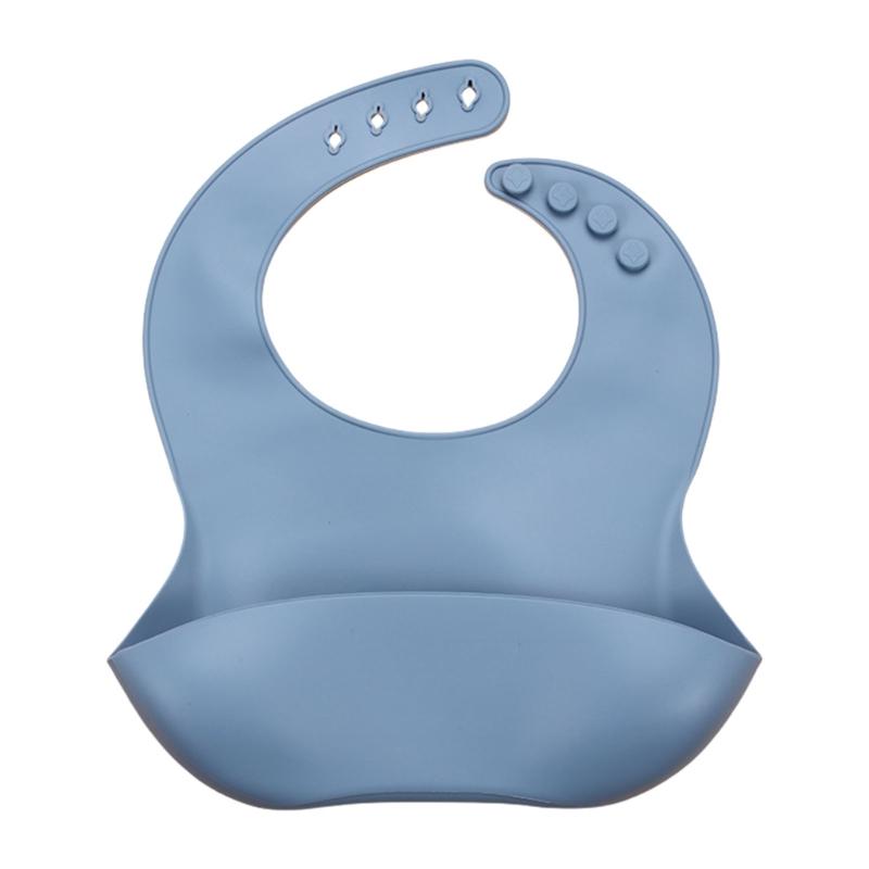 

Soft Silicone Bib with Catches Pocket Dirt Frees & Dishwasher Safe Feeding Bib Soft & Flexible Feed Catcher for Baby синий