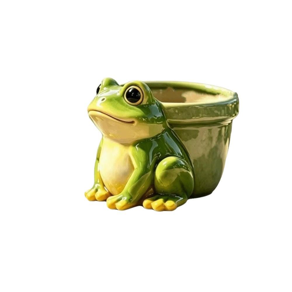 Resin Succulent Pot Thickened Frog Planter Storage Flower Pot Garden Decoration зелёный