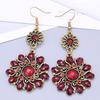 Vintage Ethnic Sun Flower Dangle Earrings For Women Boho Colorful Rhinestone Acrylic Hollow Round Earring Female Jewelry