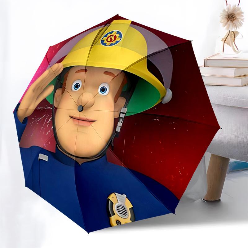 Fireman Fire Trucks Themed Travel Umbrella-8 Ribs Automatic Opening and Closing, Portable Folding Design, Compact and Stylish Umbrella Suita