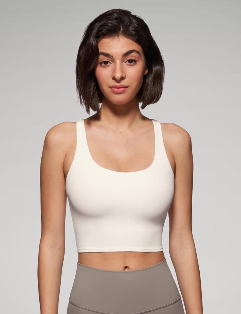 CRZ YOGA Yoga Bra Crossback Sports Yoga Asian Butterluxe White Size XL Top, Bra, Wireless, Quick-Drying, Padded, Top, Fit, Apricot,