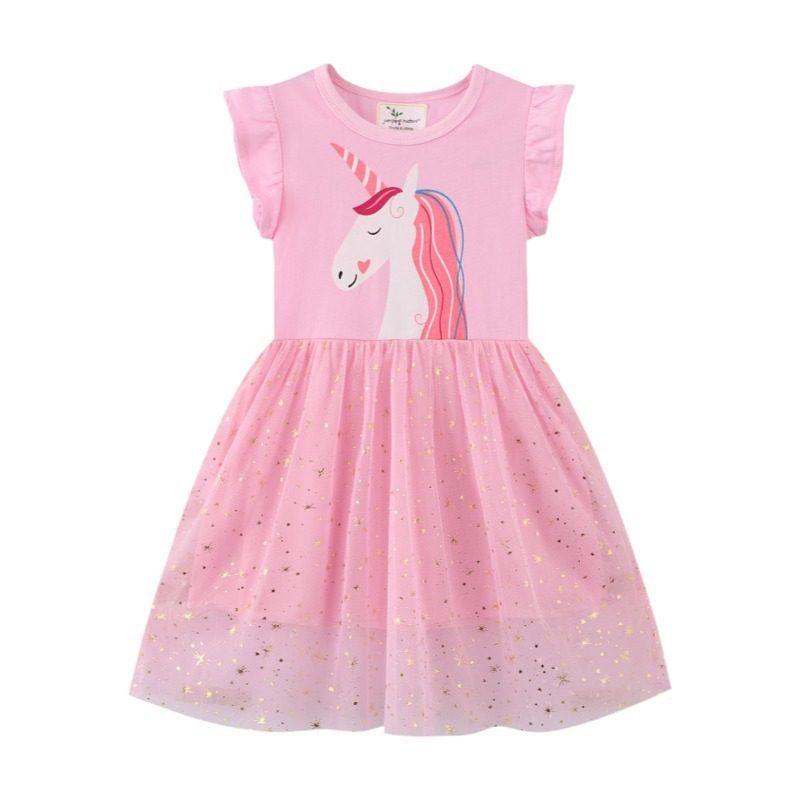 In Stock Summer Cartoon Cotton Short Sleeve Princess Dress Children's Clothing