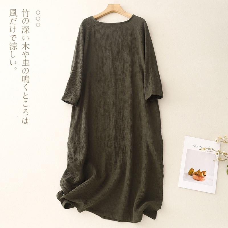 2025 spring new retro beautiful medium solid color square neck dress women's loose and thin long-sleeved temperament long dress