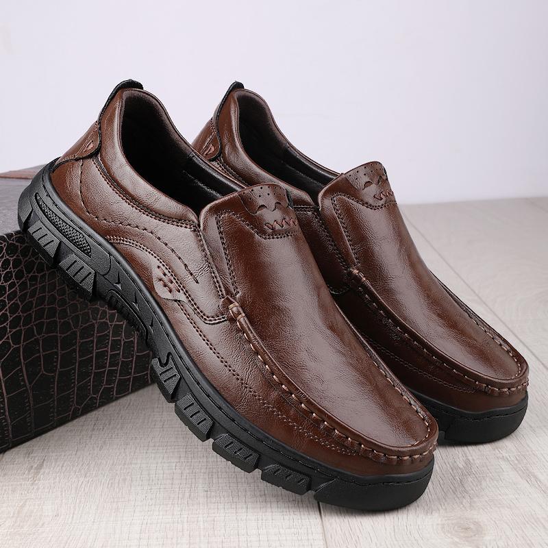 Four Season New Anti Slip Oil Resistant Plus Size Business Casual Men's Work Leather Shoes Fashion Comfort Soft Soled