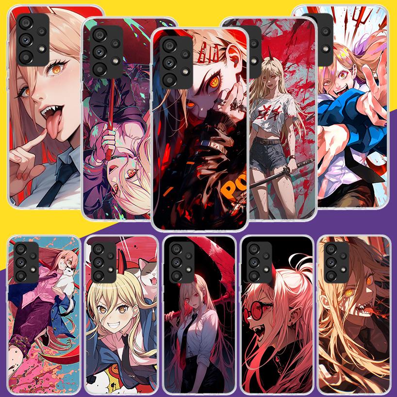 C-Chainsaw Mans Power Phone Case For Samsung Galaxy A52 A32 A22 A12 A02S A50S A30S A51 A31 AA71 Note 20 Ultra 10 S10 Plus Galaxy