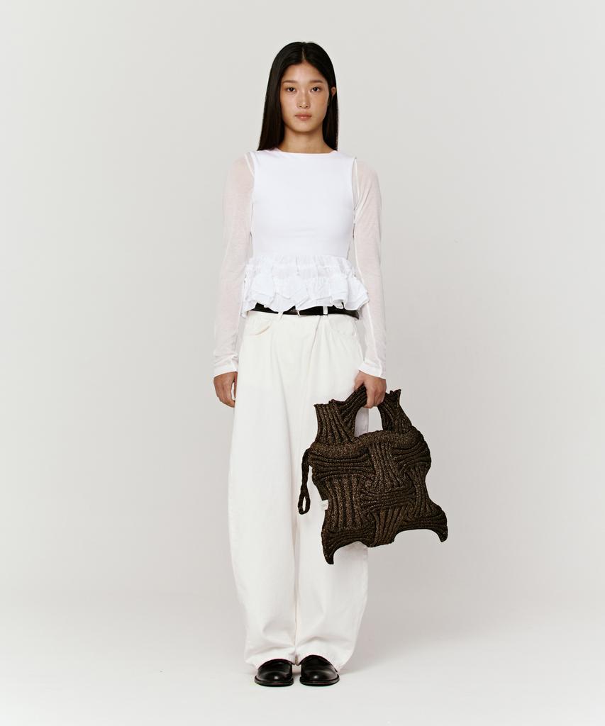 Pleatsmama Big Bow Bag Glitter Black Brown