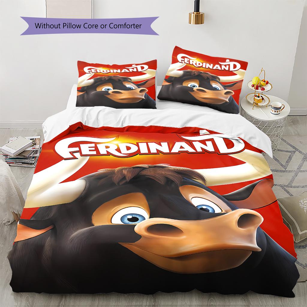 Ferdinand Pattern Bedding,Quilt Set Quilt Cover Pillowcase Home Birthday Gift (1 * duvet cover + 2 * pillowcase, without core)
