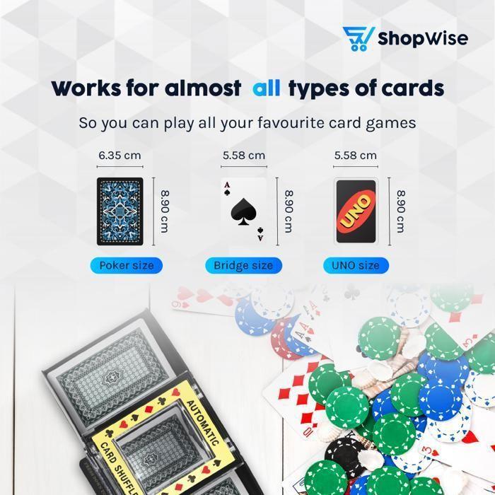 ShopWise Mélangeur de cartes automatique – Mélangeur de cartes électronique alimenté par batterie avec cartes à jouer gratuites et