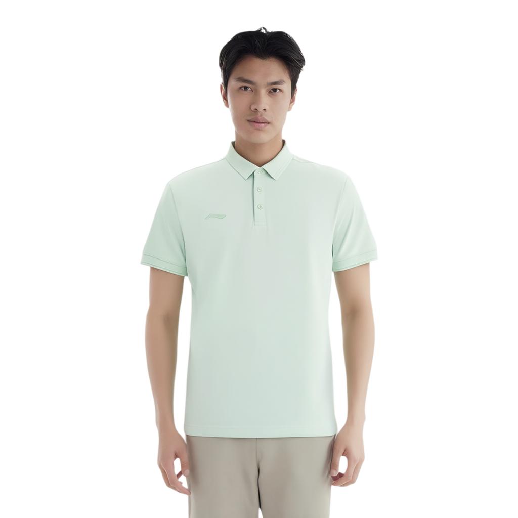 Li-Ning Solid Color Moisture-Wicking Quick-Dry Sports Polo Shirt Men tops Ice-Green APLU195-4