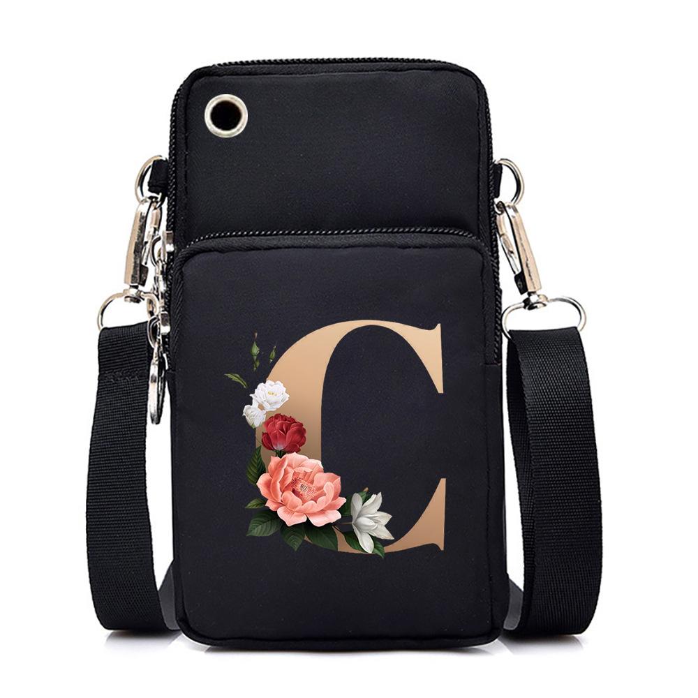 26 letter printed change bag, mobile phone bag to map, light to carry multi-function messenger bag