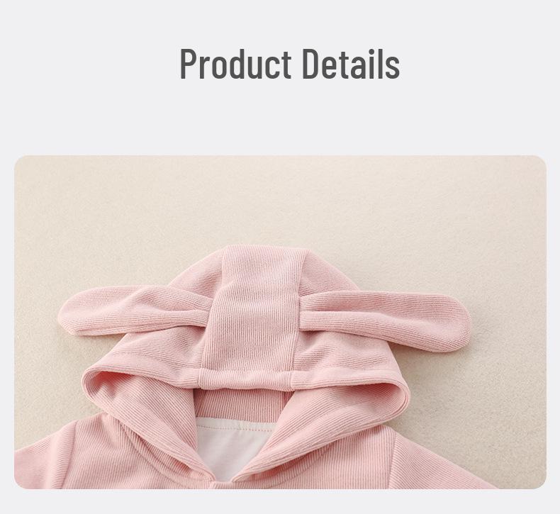 2025 Korean Style Cartoon Hooded Romper for Baby Girls - Cute Autumn Long Sleeve Jumpsuit