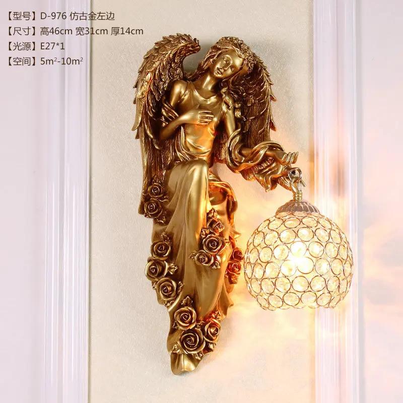

Nordic Modern Angel Настенные светильники для гостиной, фон для телевизора, декор для стены, светодиодная лампа для спальни, креативный настенный светильник из смолы «Русалка» E27