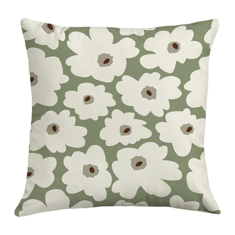 Simple Plant Pattern Decoration Home Small Fresh Fashion Pillowcase Decorative Pillowcase Cushion Cartoon Square
