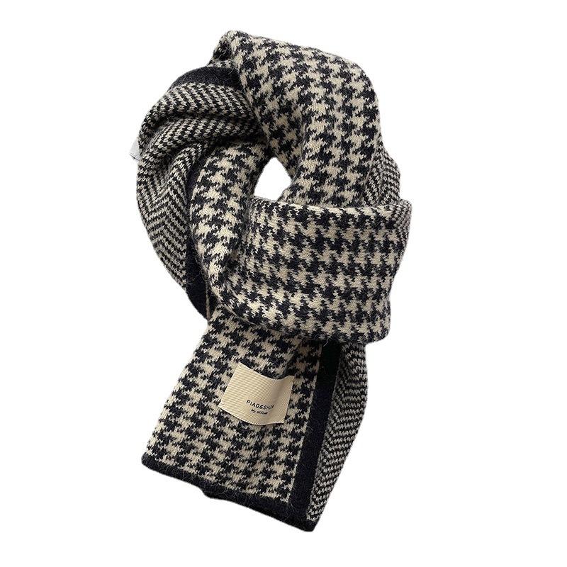 Houndstooth Plaid Scarf Women's Winter Imitation Cashmere New Korean Versatile Student Couple Knitted Warm Scarf