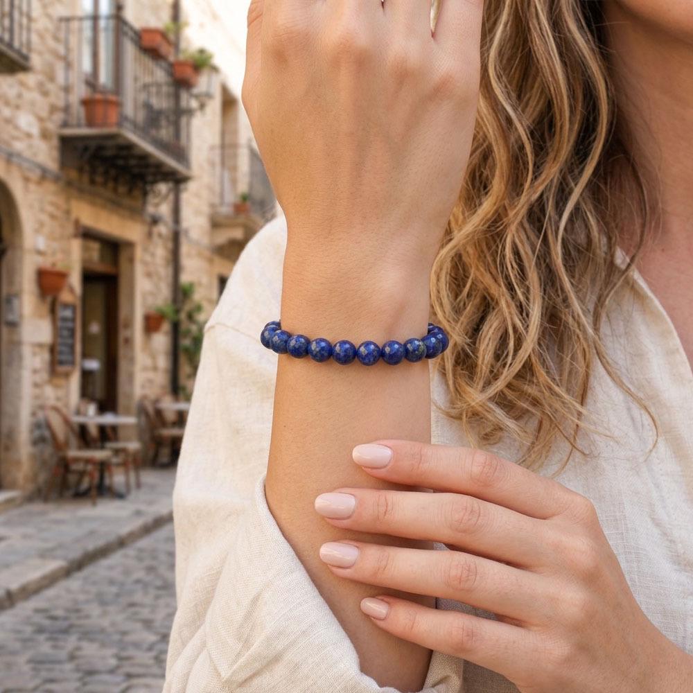 European Crystal Beaded Lapis Lazuli Unisex Bracelet: Simple, Retro, Versatile Jewelry