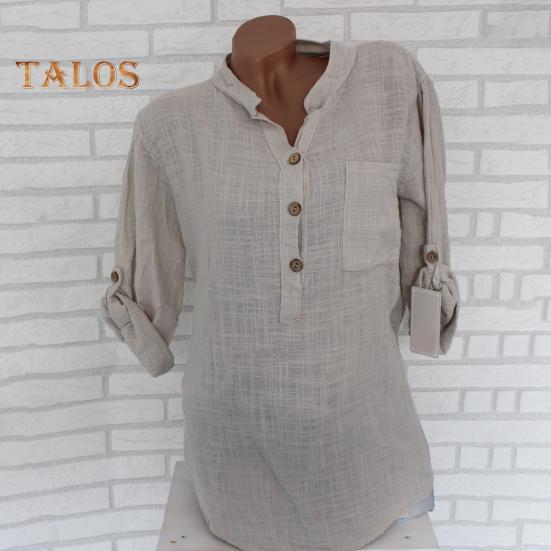 

Женский свитер, воротник-стойка, пуговицы, полузастежка, длинный рукав, накладной карман, рубашка, свободный крой, тонкая базовая футболка M красный