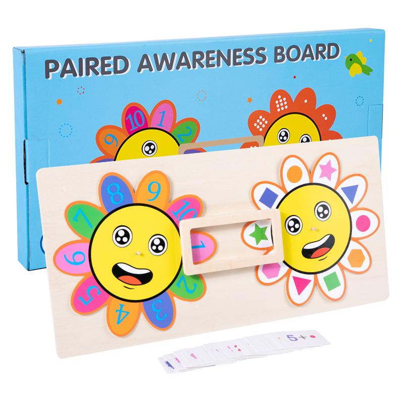 

Wooden Sunflower Color Digital Cognition Matching Board Early Childhood Education Color Shape Sunflower Matching Toy