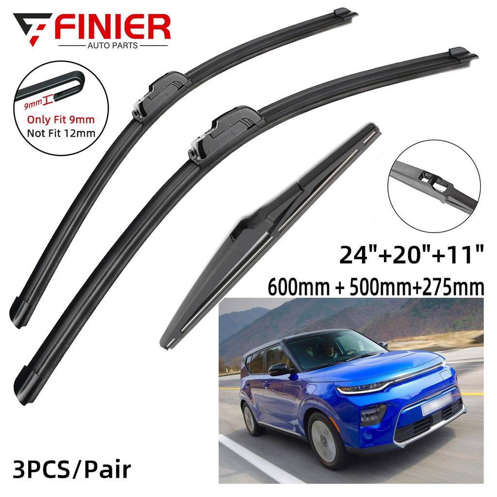 3 buc lame de ștergător pentru KIA Soul MK2 EV 2014-2019 24" 20" 11" potrivite pentru parbriz față, parbriz, ferestre, perii de tăiere, accesorii 2015 2016 2017 2018 2019