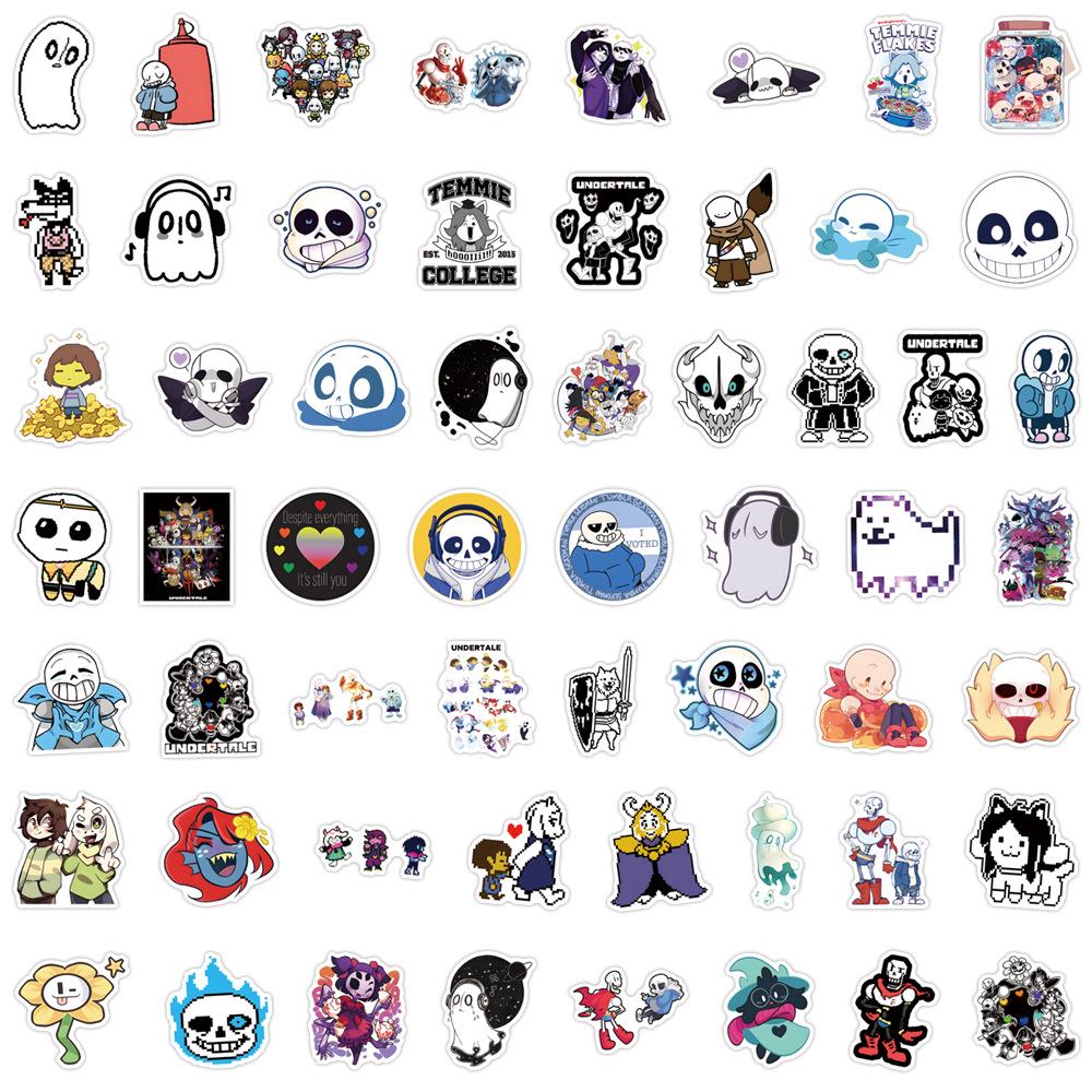 Undertale Cartoon Stickers: 55-110 Waterproof Decals for Suitcases, Cups, & Computers