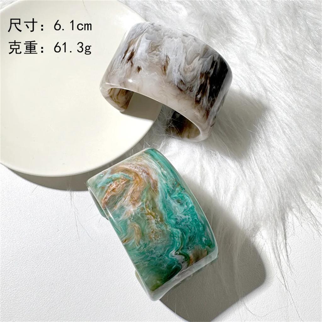 Fashion Multicolor Round Geometric Wide Cuff Bangles Hip Hop Acrylic Bangles Bracelets For Women Graffiti Rings Jewelry Girls