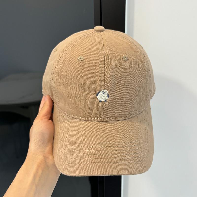 Cute cartoon chick embroidered baseball cap female new wide brim showing face small hat soft top cap male