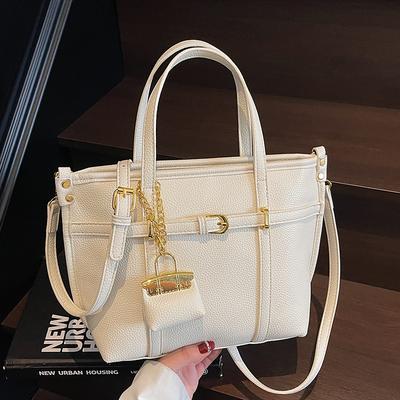 Korean Simple Temperament Commuter Style Women's Handbag Niche Versatile Lychee Pattern Texture Light Luxury Versatile Messenger Bag