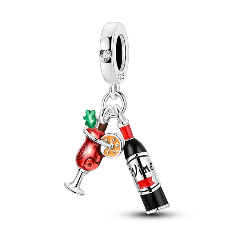 New 925 Silver Charms Bead Red Cherry Strawberry Love Heart Charm Fit Original Bracelet Pendant DIY Jewelry For Women