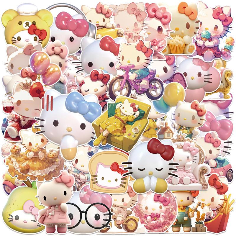 50 Pezzi Hello Kitty Gatto Anime Cartone Animato Graffiti Adesivi Telefono Chitarra Laptop Notebook Valigia Tazza Impermeabile Adesivi Decalcomanie Giocattoli