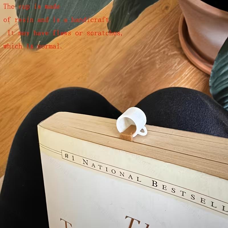1/2pc Faux Leather Coffee Cup Bookmark – Durable, Feather-Resistant, No Power, Great for Book Lovers & Gifting