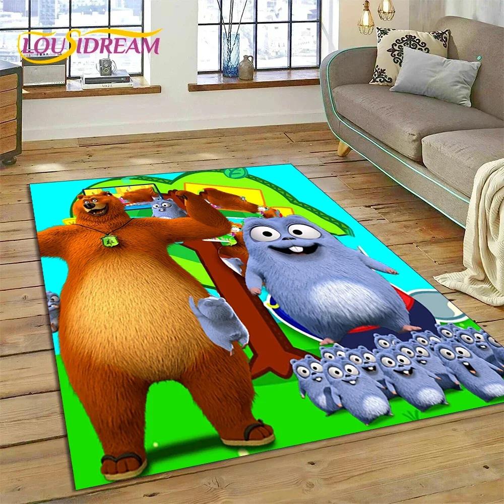 Cartoon Grizzy and The Lemmings Koberec Koberec do ložnice Obývací pokoj Dekorace domácí pohovky, Dětská hra Velká dekorační podložka na podlahu Dárek