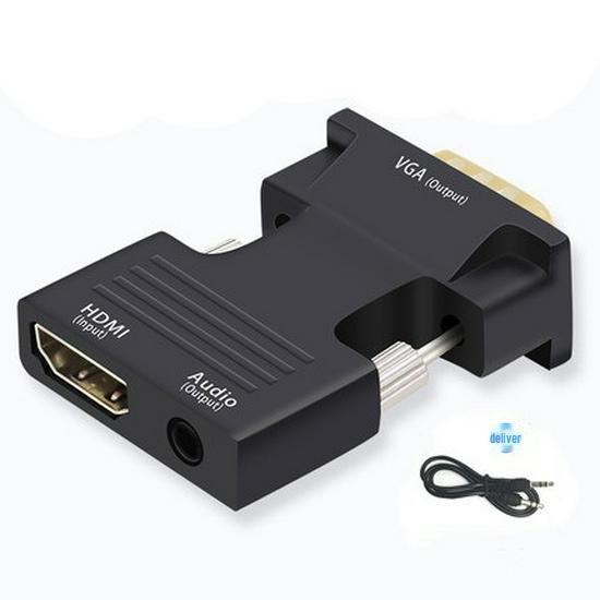 

Кабель-адаптер HDMI-VGA с аудио, конвертер «мама-папа», I-образный чёрный
