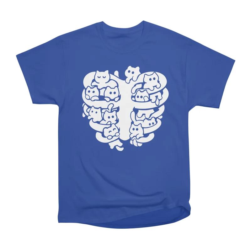 

Men Casual Shirts Short Sleeves RIBCAGE KITTENS Blue Tees Oversized T-shirts S синий