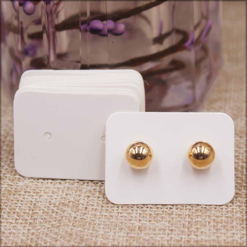 100pcs Cute Solid Color Earring Paper Package Card DIY Small Stud Earring Card White Kraft Pink Jewelry Display Card