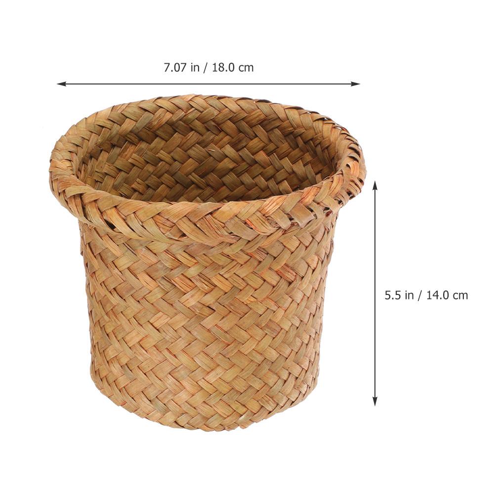 

Woven Trash Basket Large Capacity Seagrass Wicker Design Sturdy Rustproof Frame for Home Office Hotel Restaurant Store Bedroom
