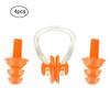 4 Stück Wasserdichte Weiche Silikon Schwimm-Ohrstöpsel Ohrenschützer Nasenklammern Klemmen Set Werkzeuge(Orange)