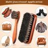 Long Handled Horsehair Shoe Brush Soft Bristles Polishing Brush for Shoes Boots Car Seats Sofa Cleaning Shoe Care Accessories