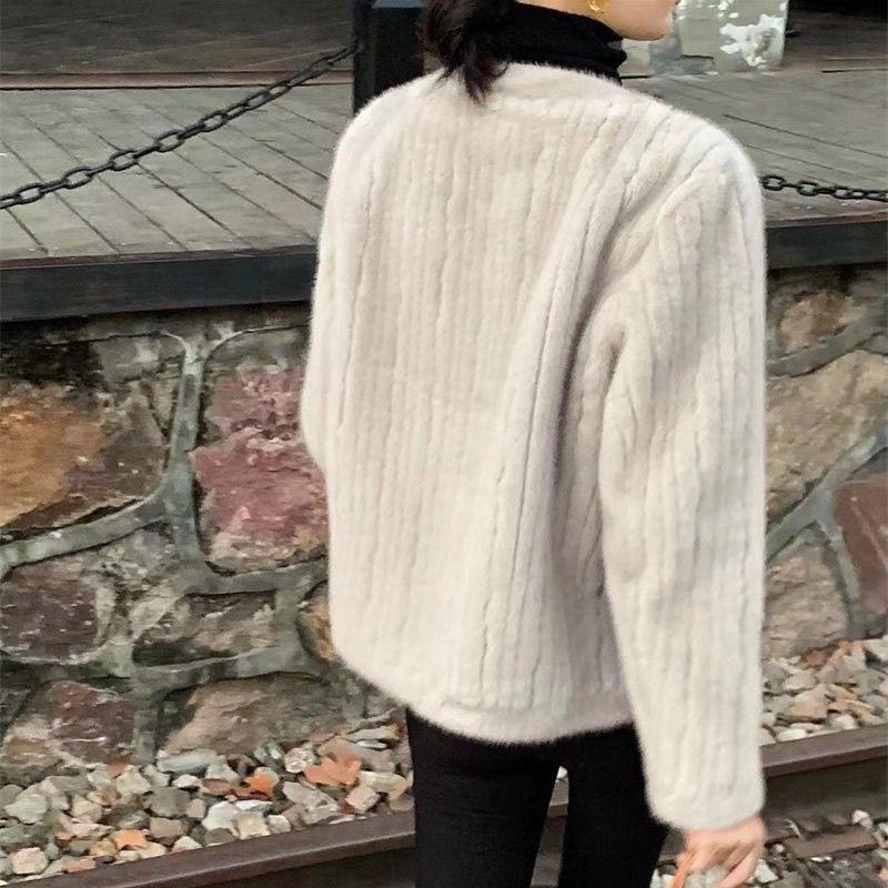 France Vintage Short Slim Jacket Women Autumn Winter New Thickened Elegant Party Coat Korea Chic Fur Designer Casual Clothing