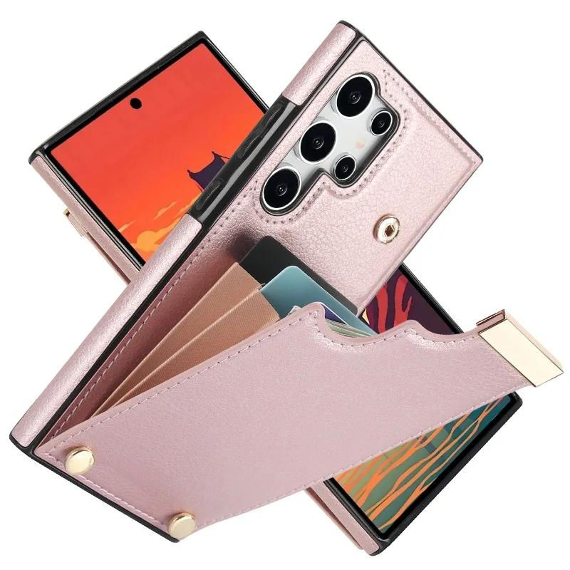 Hülle aus Leder mit Kartenfach für Samsung Galaxy S21 S23 FE S25 S24 S22 Ultra Plus A15 A54 A35 A55 A36 A56 A26 Brieftaschenhülle